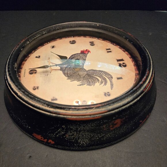 CHANEY METAL ROOSTER WALL CLOCK - Picture 6 of 6